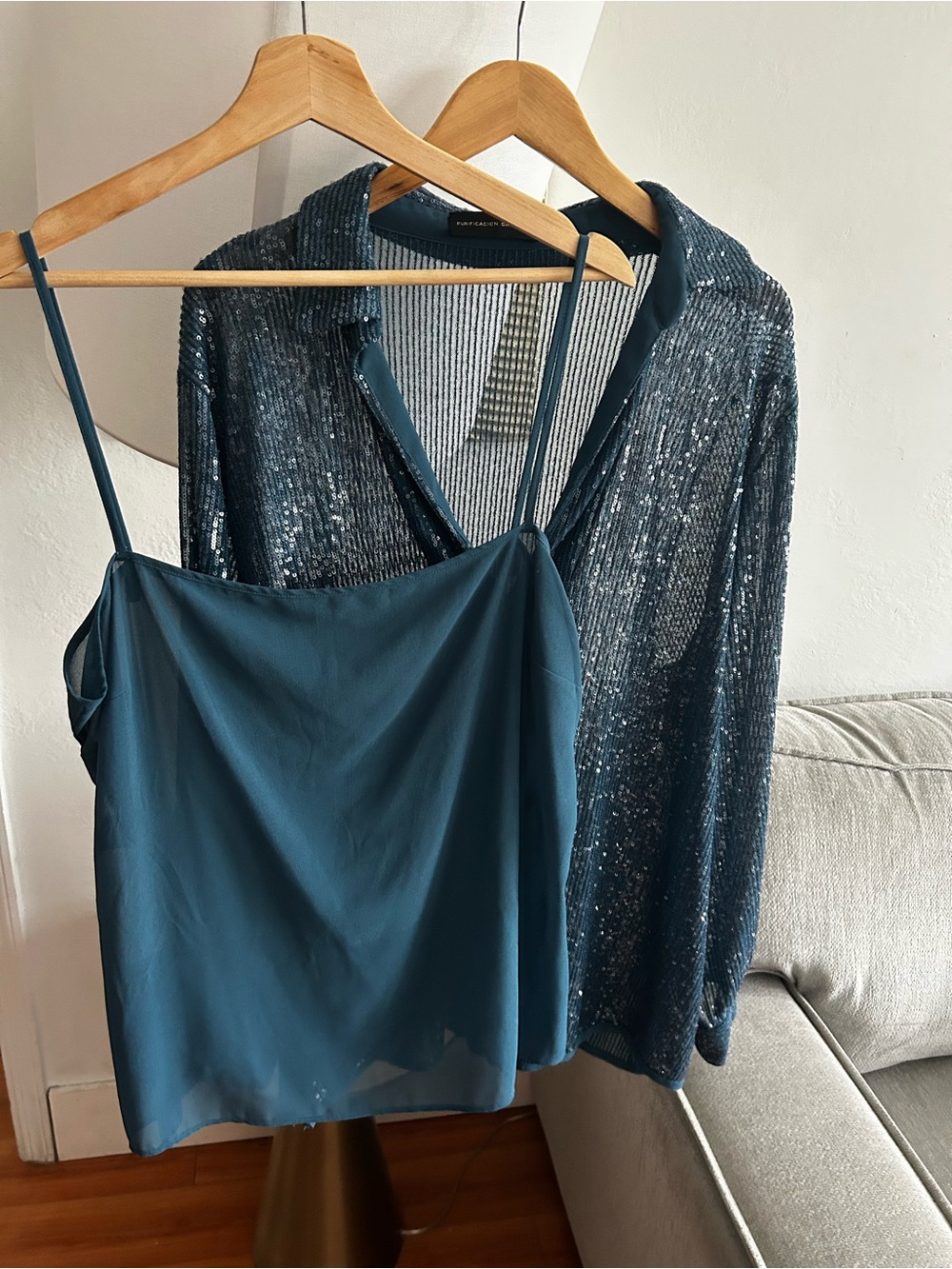 Purification Garcia Blue Sequin Tunic Top Size XL Party Glam - Picture 2 of 16